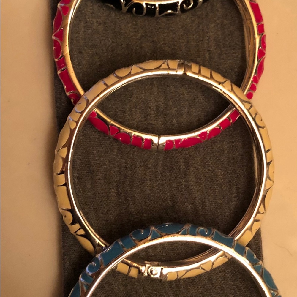 4, Enamel Swirl Stackable Hinged Bangle Bracelets - image 4